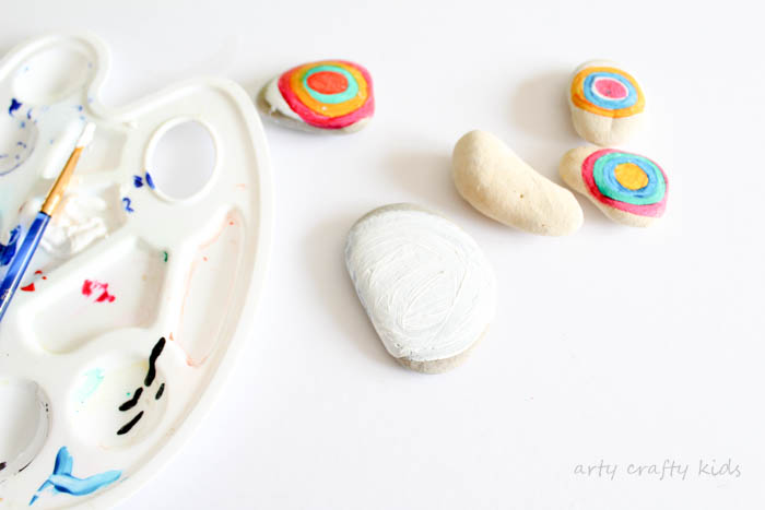 paint rocks and pebbles with the kids