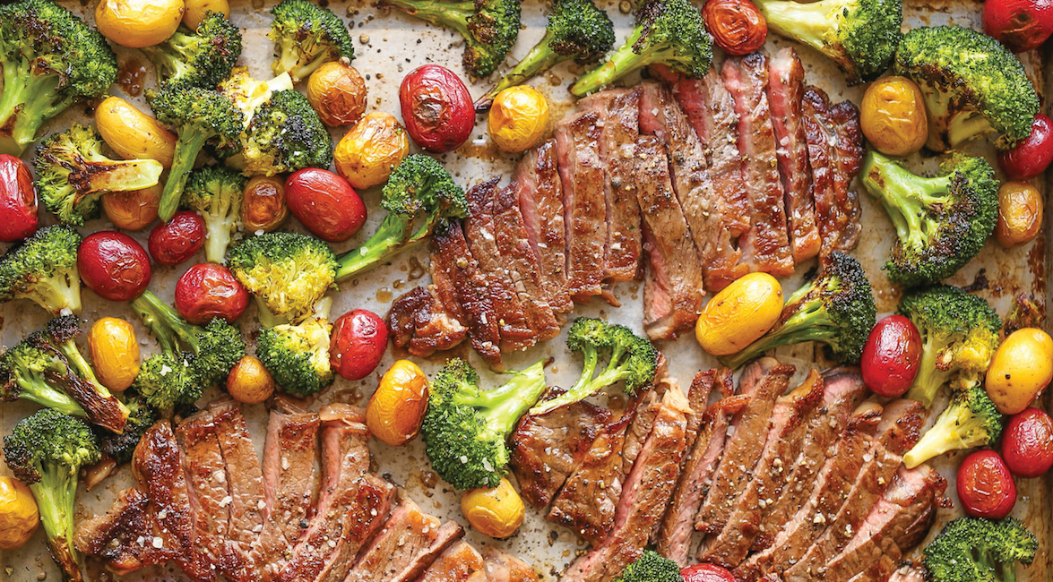 marinated sizzle steak and veggies
