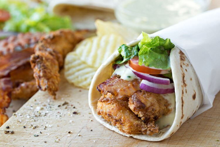 Crispy Chicken Strips Flatbread Wrap