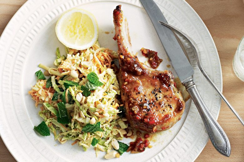 Pork chops with coleslaw recipe