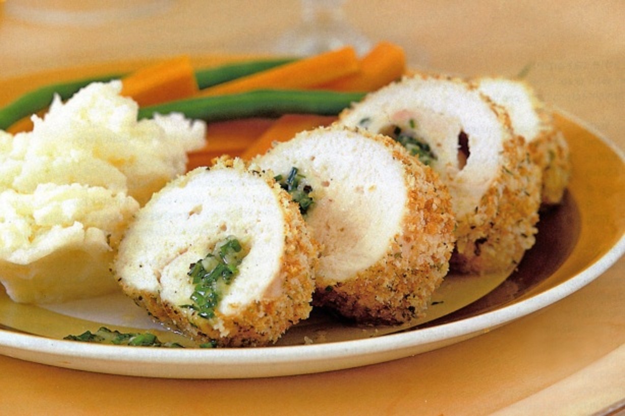 Chicken kiev with mashed potato