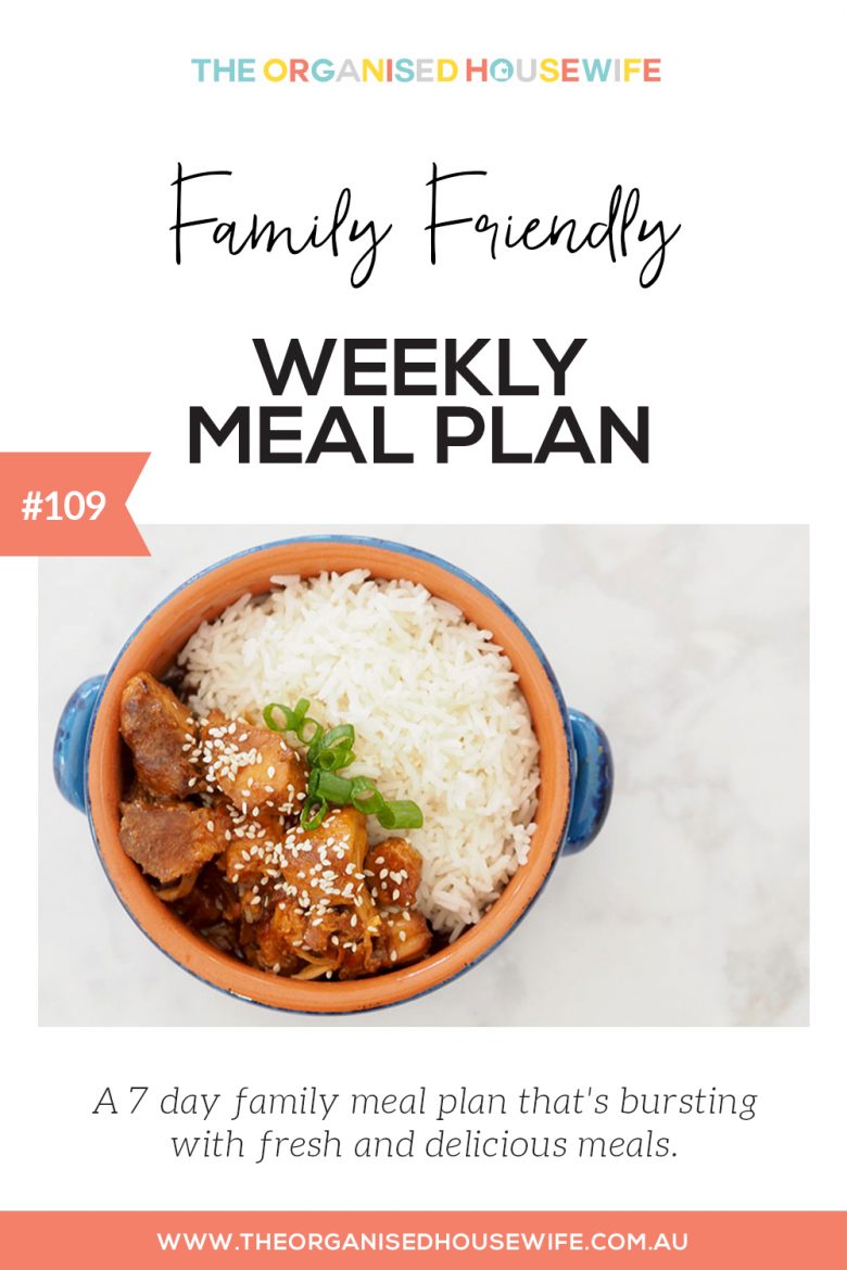 Family friendly weekly meal plan