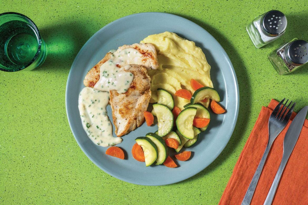 Seared Chicken & Chive Sauce with Mash