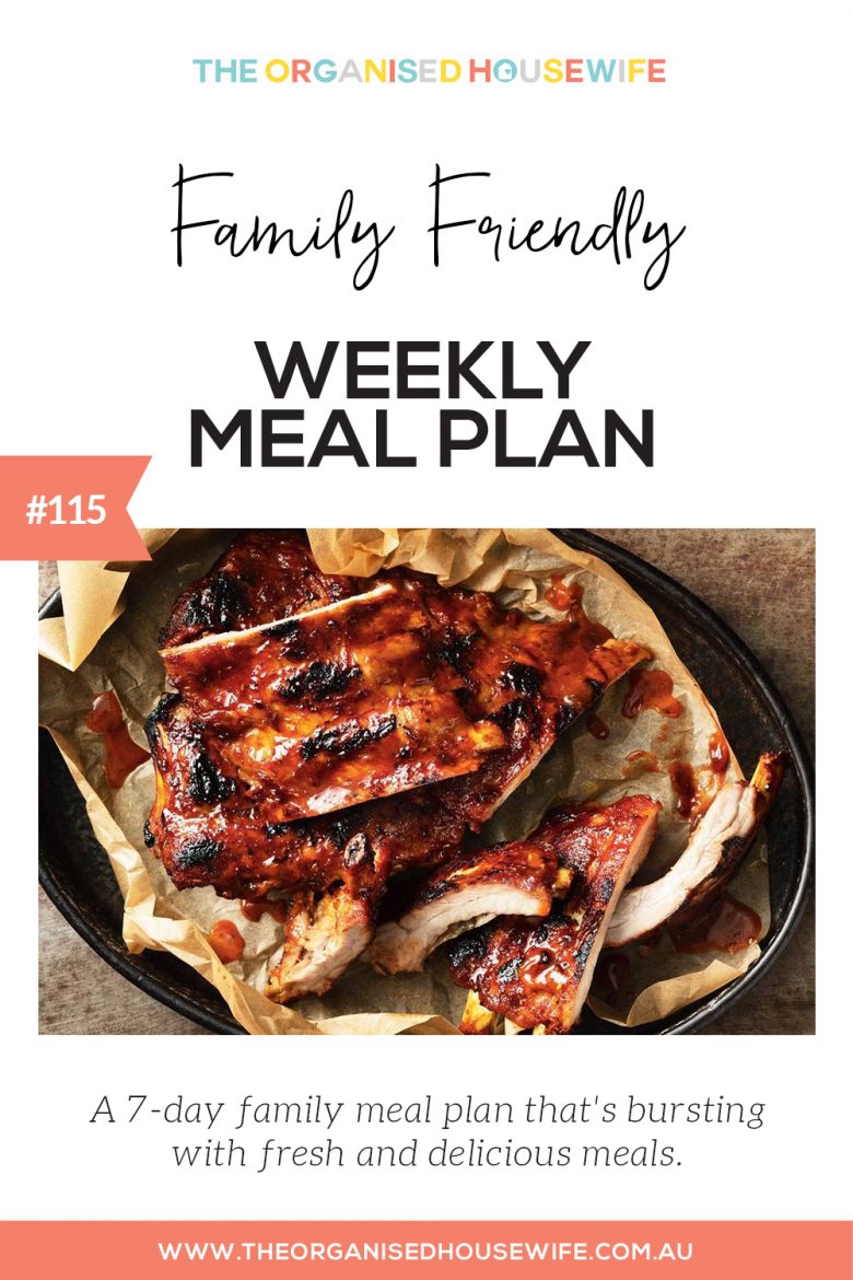 Family friendly weekly meal plan