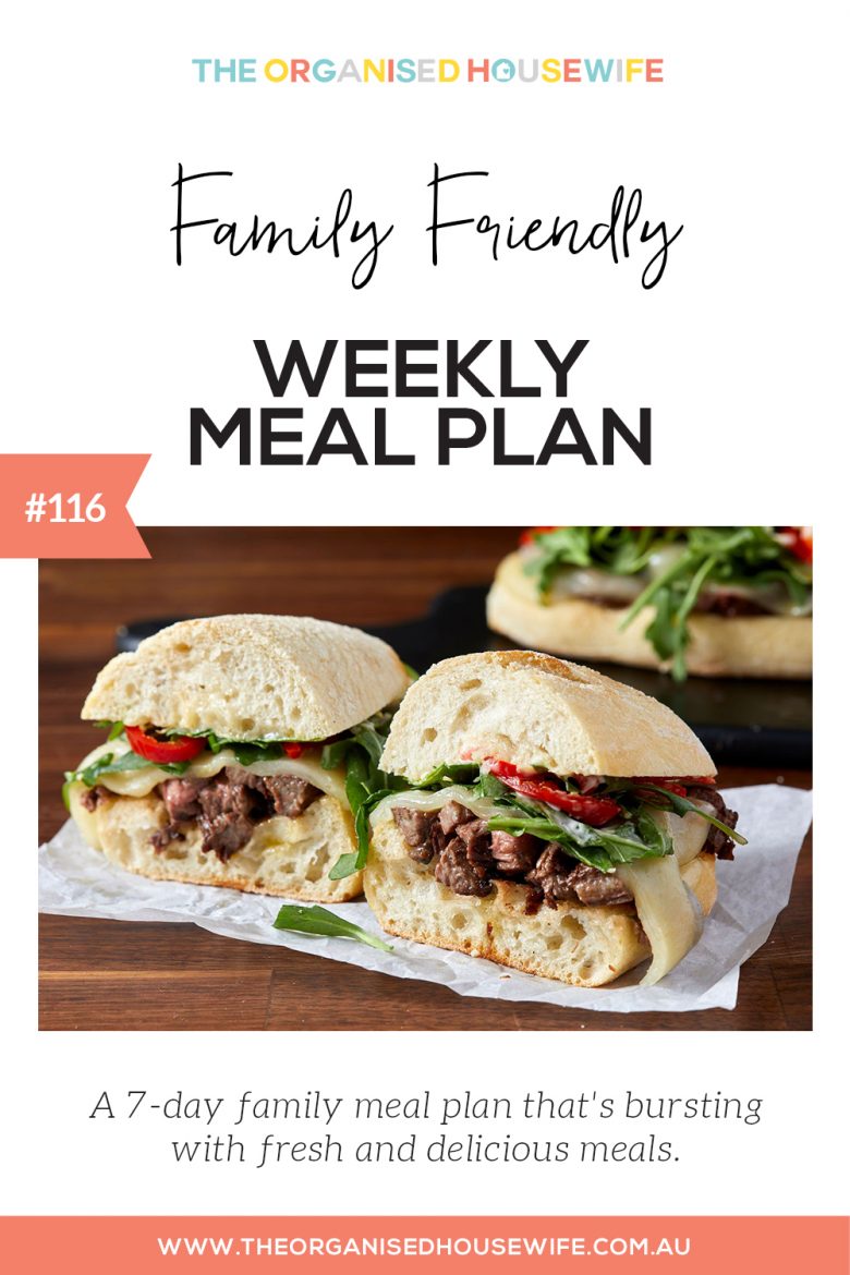 Family friendly weekly meal plan