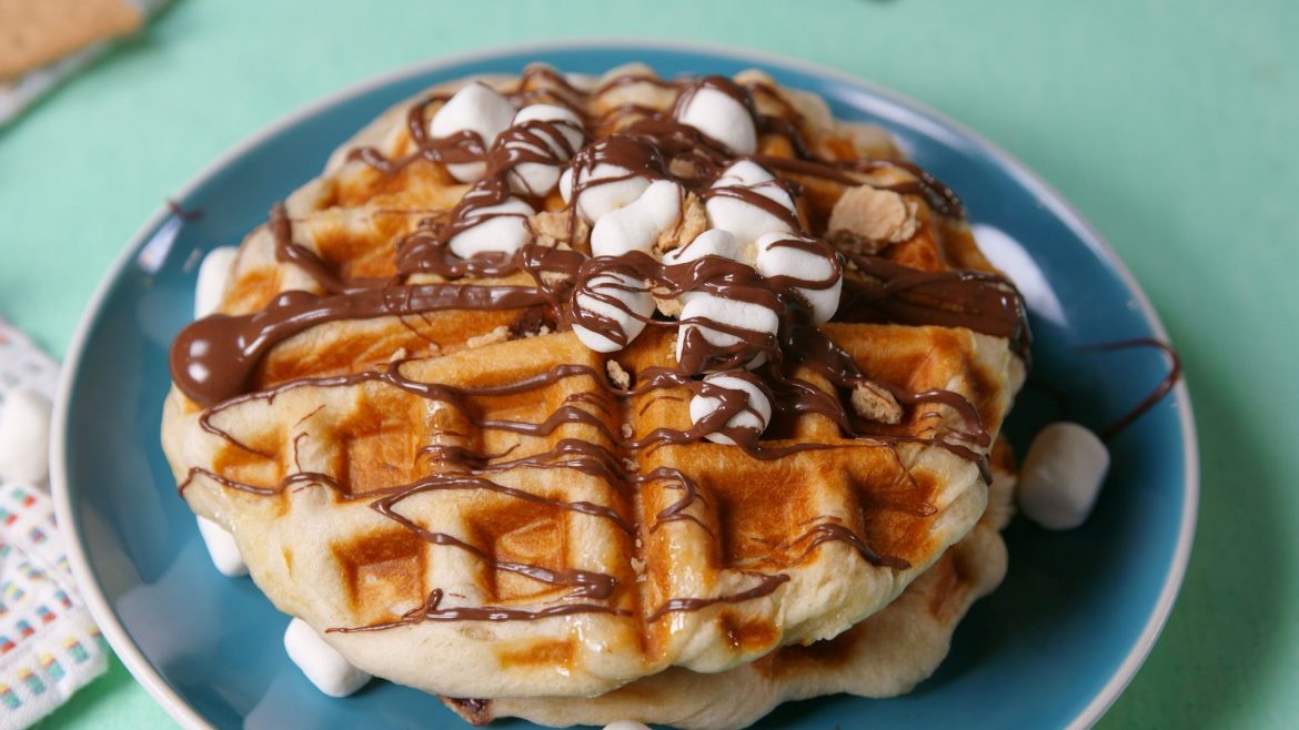 smores-stuffed waffles for father days breakfast