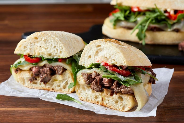 Steak sandwich with melted cheese recipe