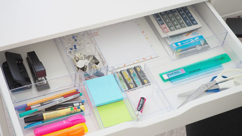 stationery desk drawer organisation