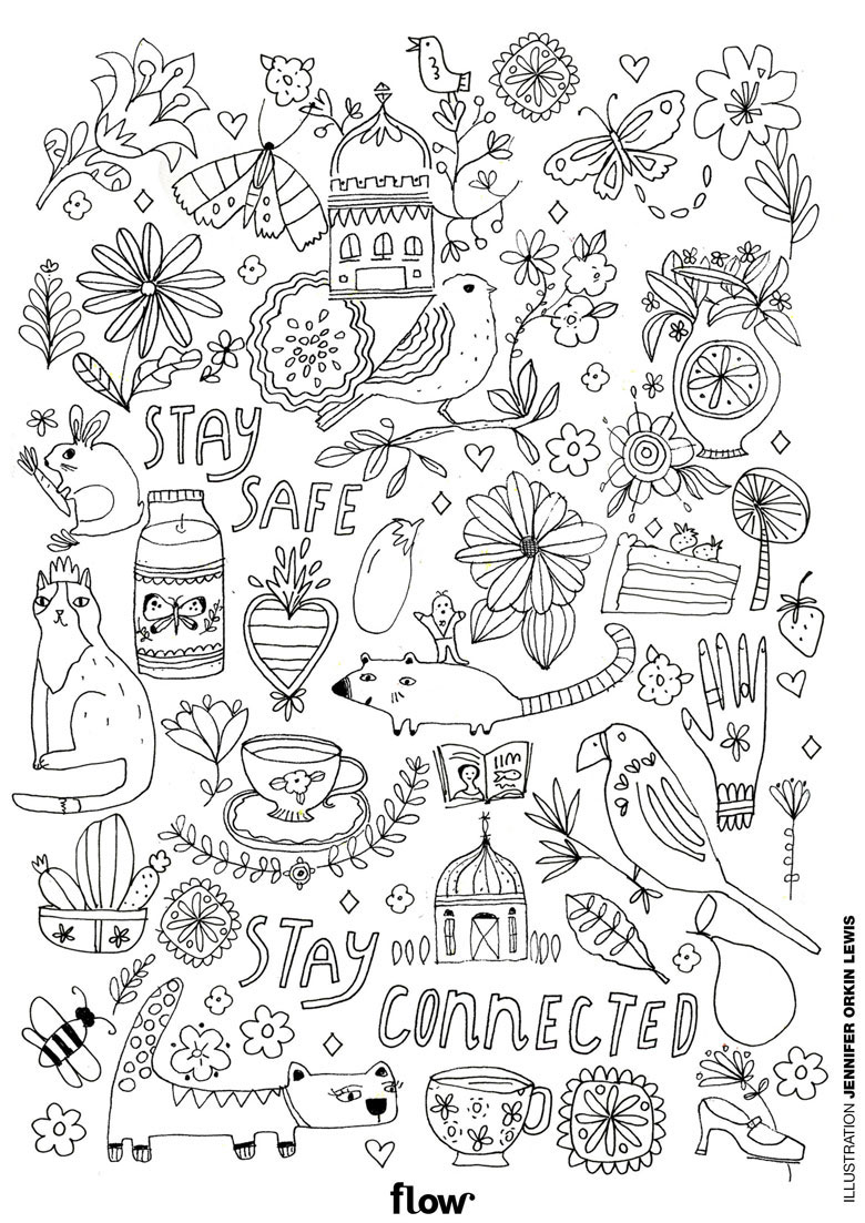 colouring in page printable flow magazine