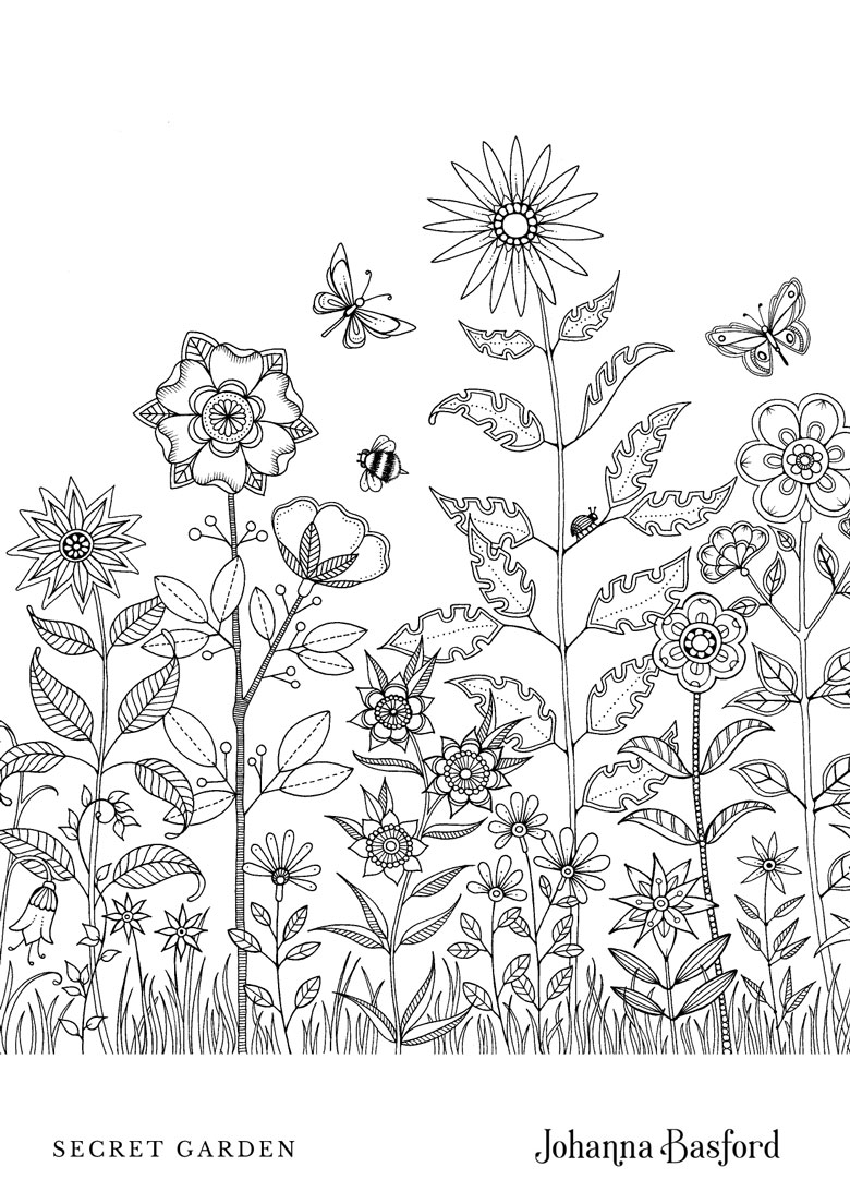 free printable flower garden colouring in page