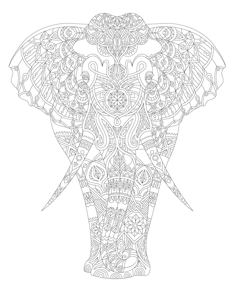 elephant colouring in page free 