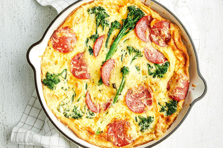 family meal plan - meal idea broccolini and salami fritatta