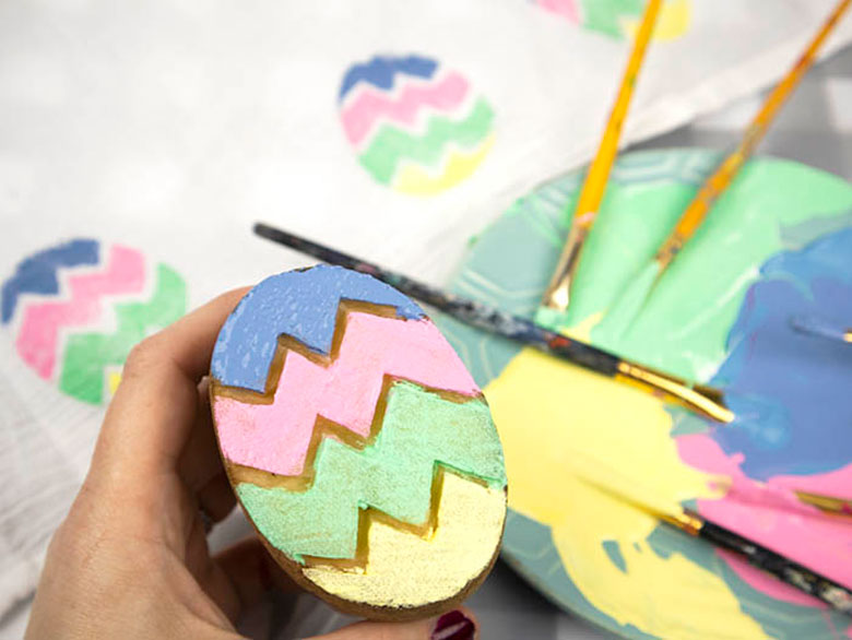 Easter Egg potato stamp printing