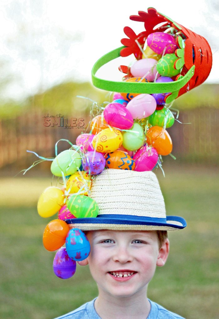 plastic egg easter bonnet idea