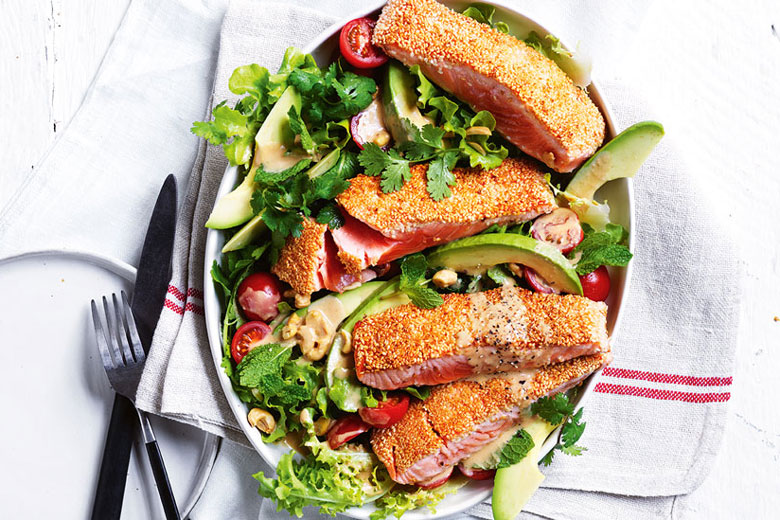 Salmon and salad recipe