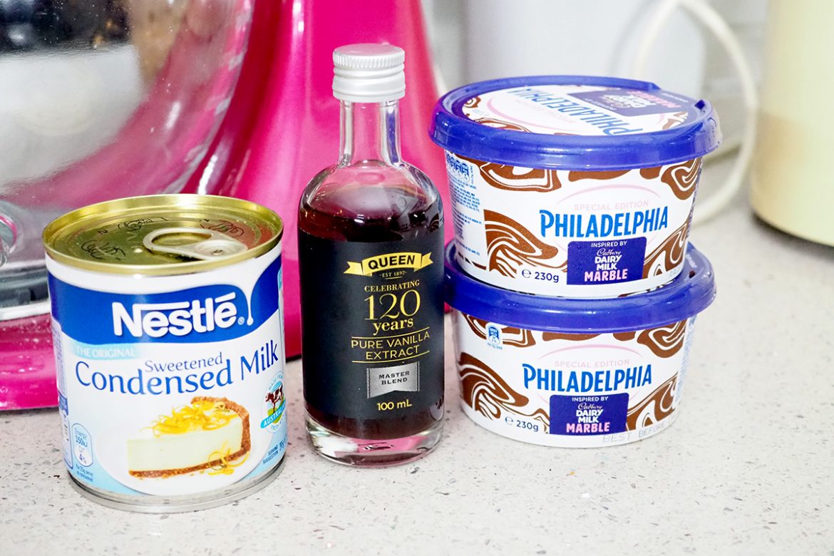 No-Bake Marble Chocolate Cheesecake ingredients