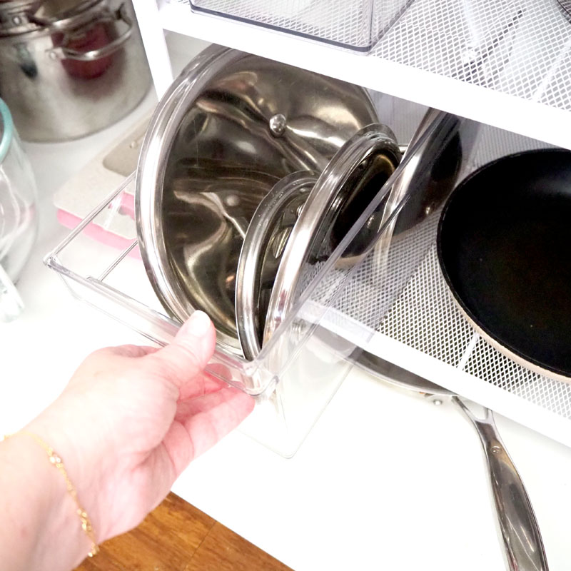 saucepan cupboard lid organisation