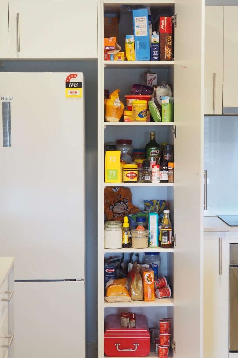 How to organize long and narrow kitchen cabinets