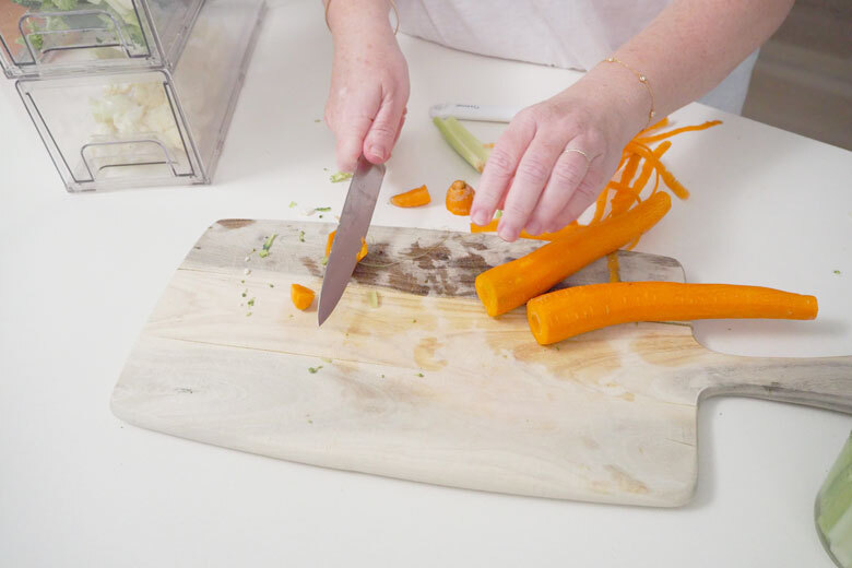 chopping vegetables