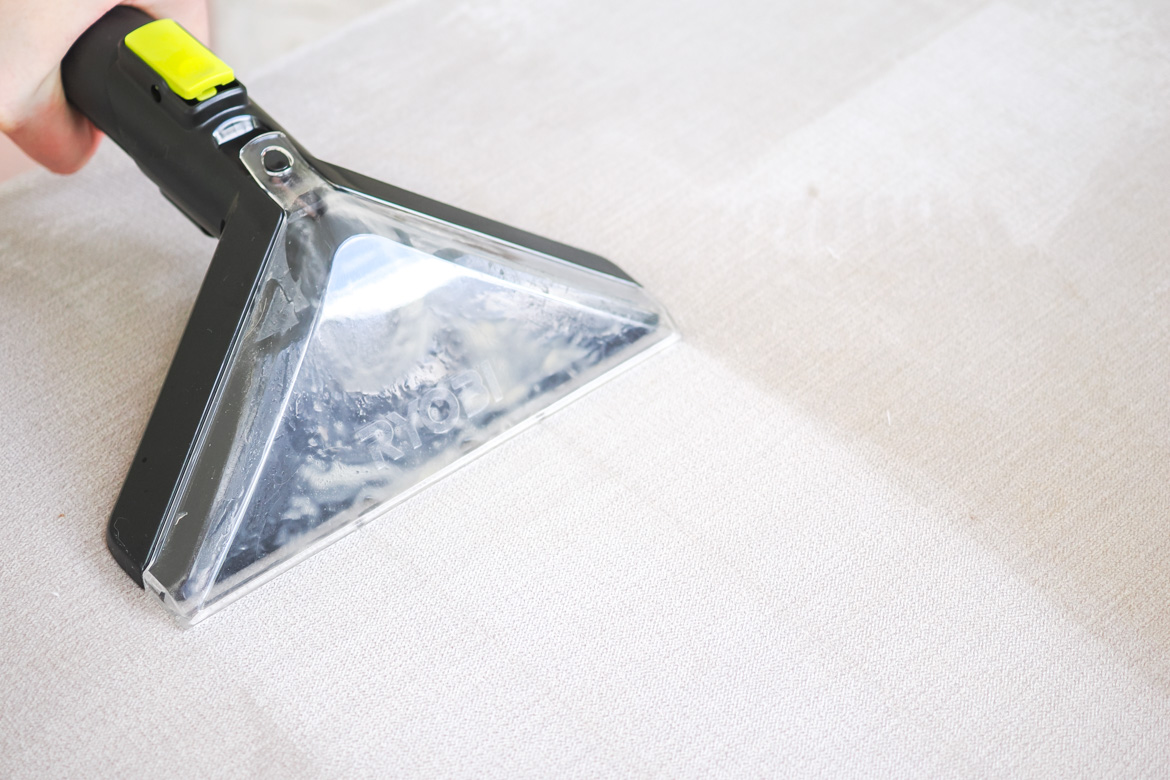 Review of the Ryobi 18V ONE+ HP™ Brushless Spot Cleaner, see how it handles pet mess, spills, and fabric surfaces with cordless convenience.